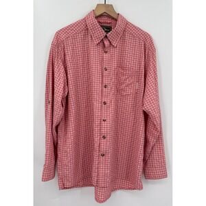 Drake Shirt‎ Mens Medium Orange Plaid Fishing Performance Roll Tab Long Sleeve
